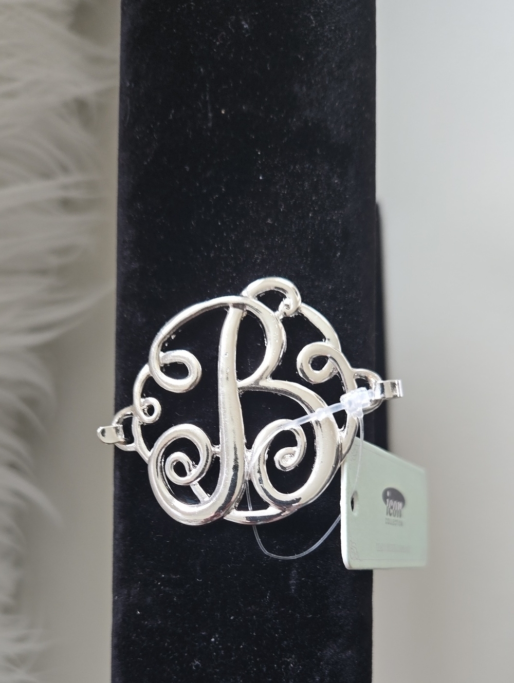 Silver Monogram 'B' Bracelet - Statement Initial Cuff